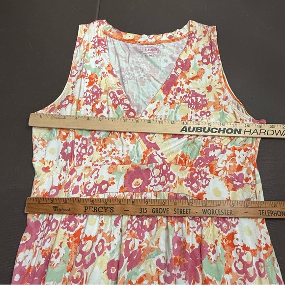 L.L. Bean Summer Knit Dress Sleeveless Floral Jersey Stretchy Empire Pastel XL - Picture 4 of 8